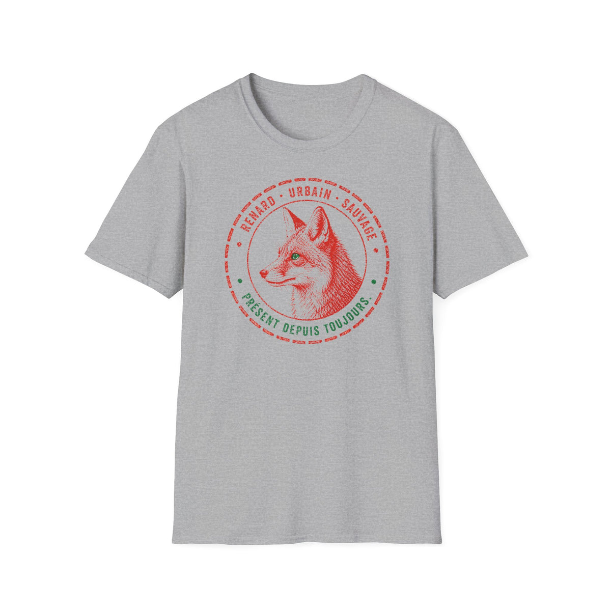 T-shirt Renard vintage avec écusson — « Renard urbain sauvage » — T-shirt rétro sur le thème de la faune sauvage