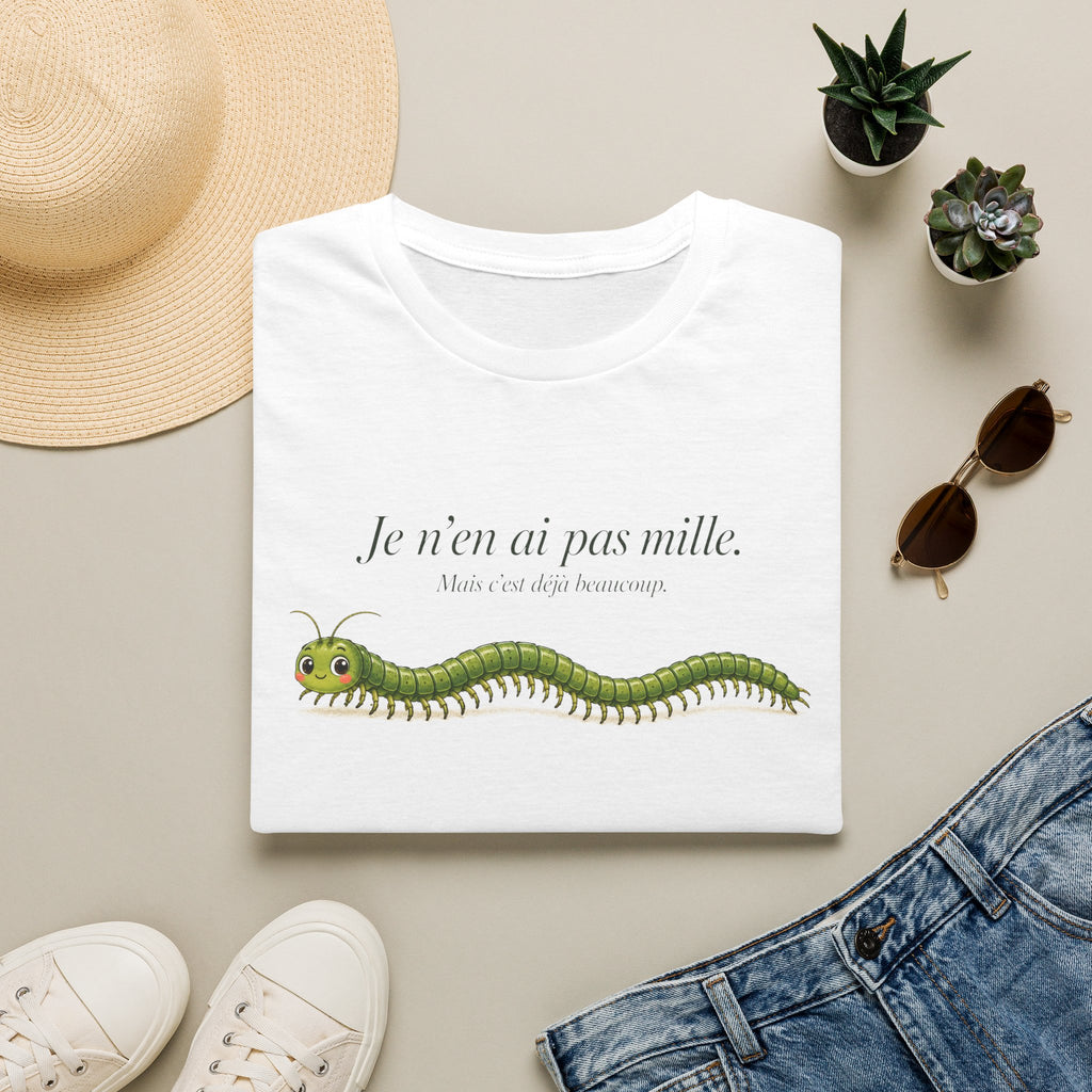 T-shirt graphique avec mille-pattes — « Je n’en ai pas mille »