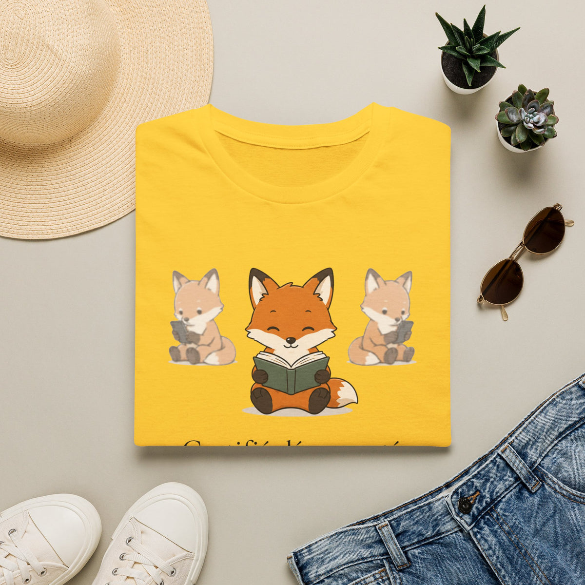 T-shirt Renards lecteurs — Adorables renards dessinés « Reconnecteur certifié »