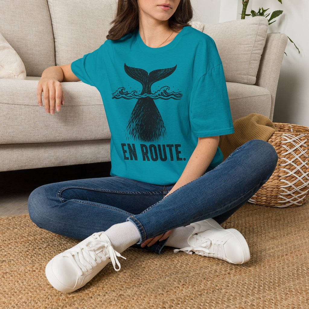 Whale Tail 'En Route' T-Shirt — Nautical Travel Graphic Tee