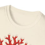 T-Shirt — Red Coral Illustration with French Quote
