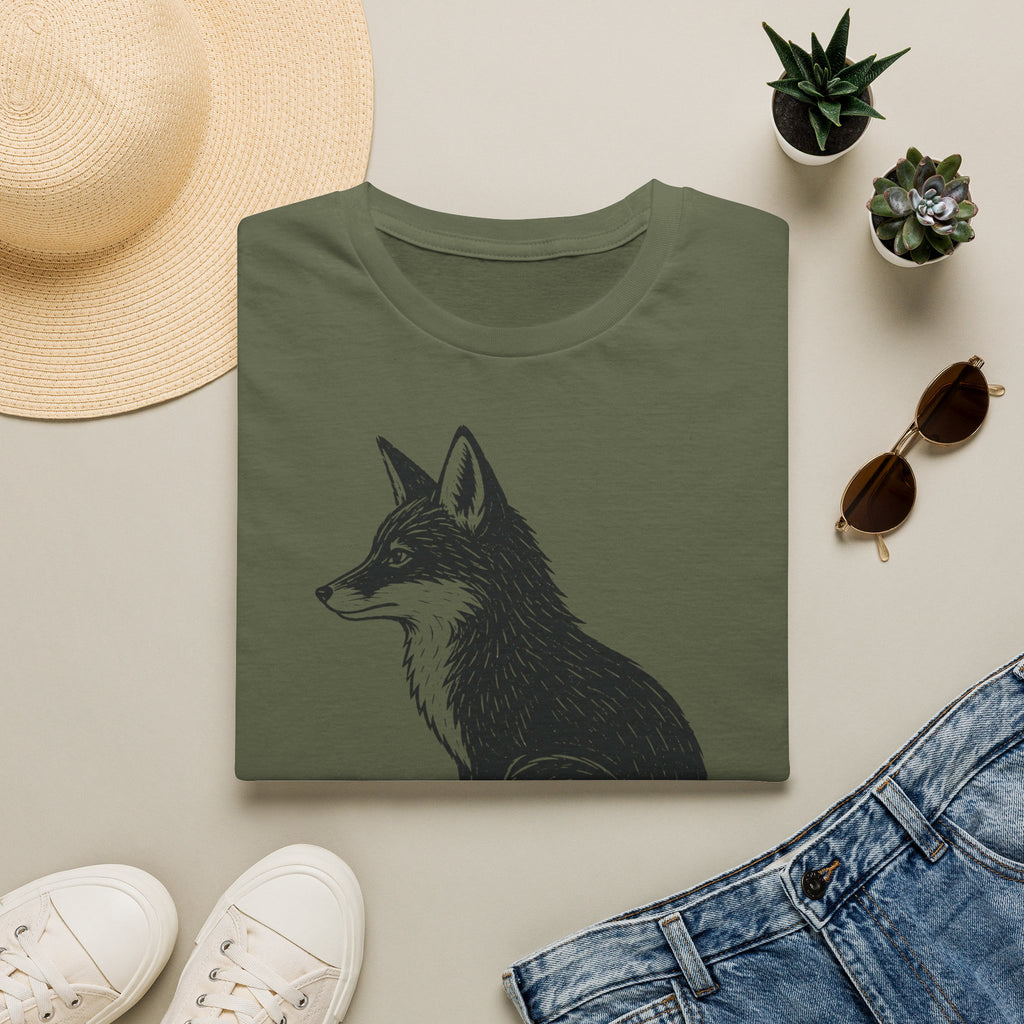T-shirt illustré avec renard — « Libre et malin » — T-shirt graphique