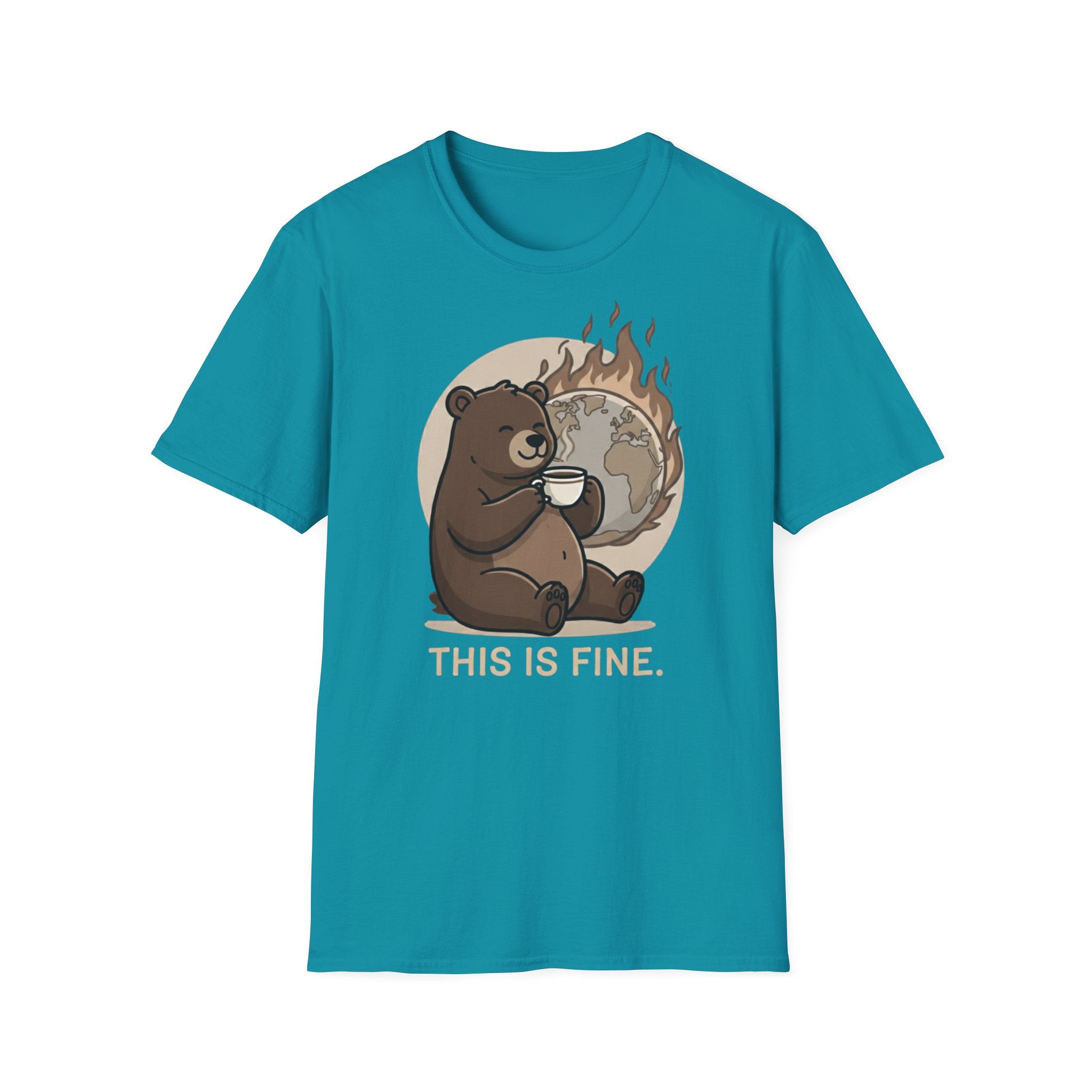 This Is Fine Bear T-Shirt — Funny Cozy Cartoon Tee