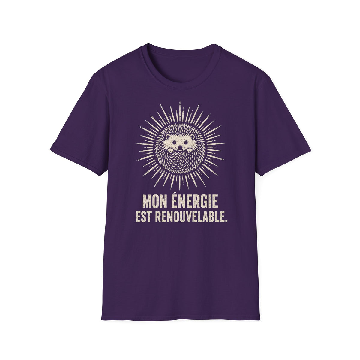 T-shirt Hérisson et énergie renouvelable — « Mon énergie est renouvelable » — T-shirt graphique écoresponsable