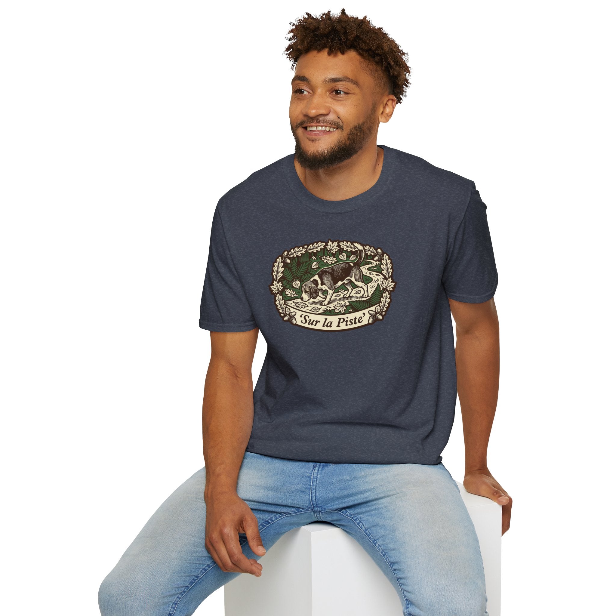 T-shirt — Graphique vintage nature lapin «Sur la piste»