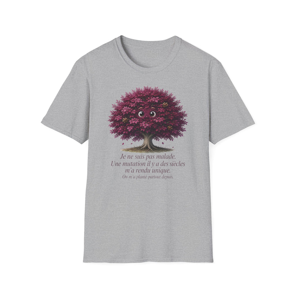 T-Shirt — Cute Purple Tree Illustration with French Quote