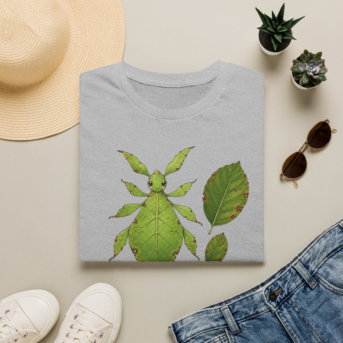 T-shirt Insecte-feuille — Illustration botanique d’un phasme