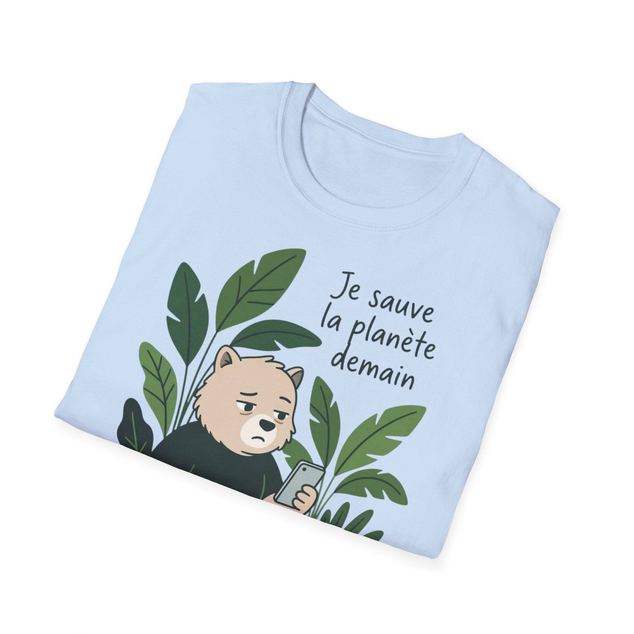 T-Shirt — Je sauve la planète demain (Cute Eco Baby Relaxing with Plants)