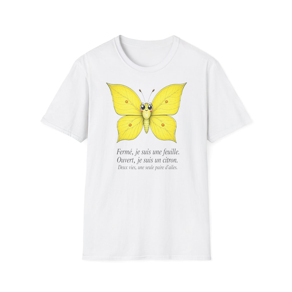 T-shirt papillon jaune avec poème