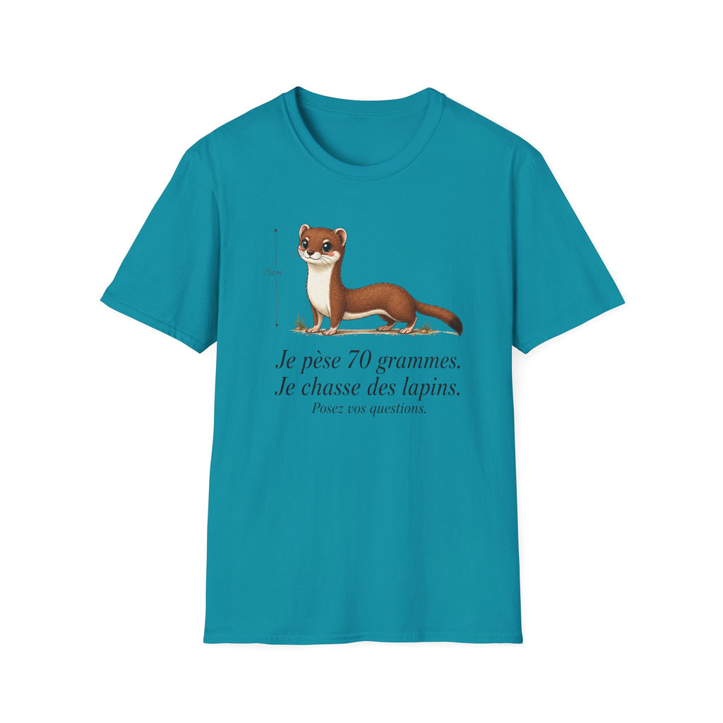 T-shirt — Adorable illustration d’hermine : « Je pèse 70 grammes, je chasse des lapins »