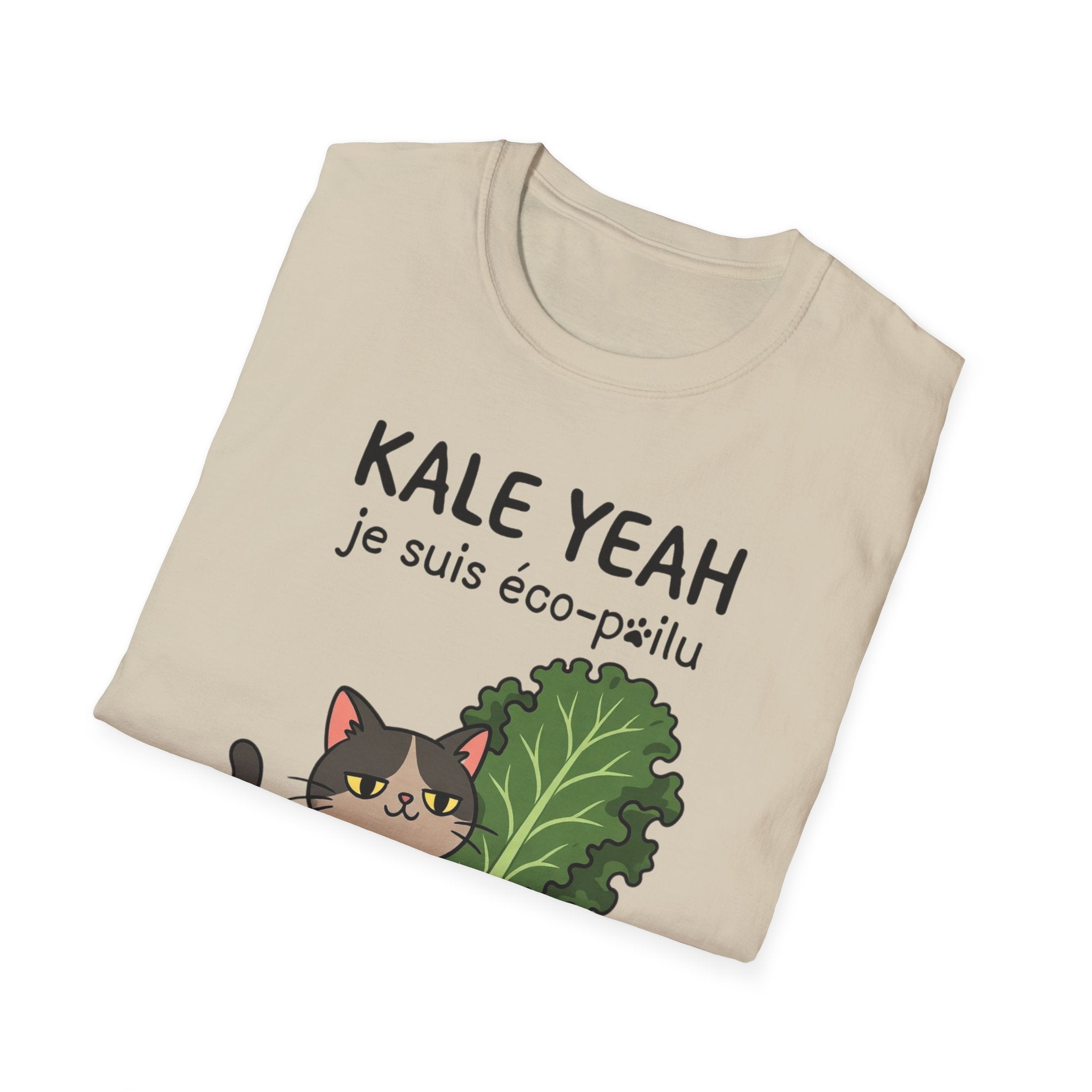 Kale Yeah Cat T-Shirt – Cute Vegan/eco-friendly Graphic Tee ("je suis éco-pailu")