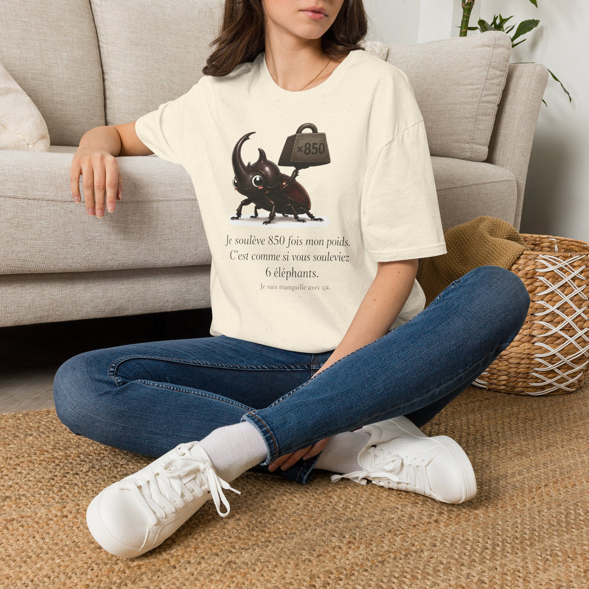 T-shirt « Force du scarabée » — Adorable scarabée rhinocéros portant 850 fois son poids