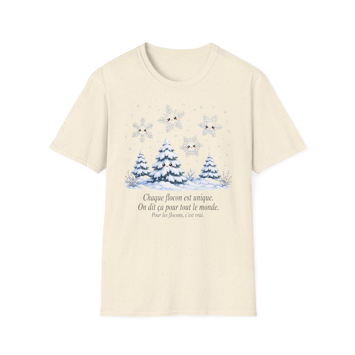 T-shirt Flocons de neige hivernaux — « Chaque flocon est unique » — T-shirt chaleureux pour les fêtes de fin d’année
