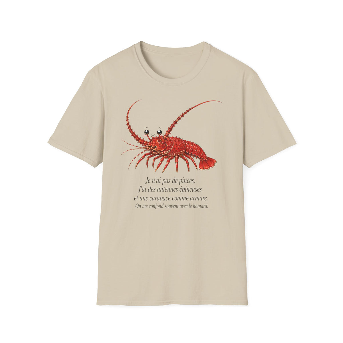 T-shirt illustré avec un homard — « Je n’ai pas peur »
