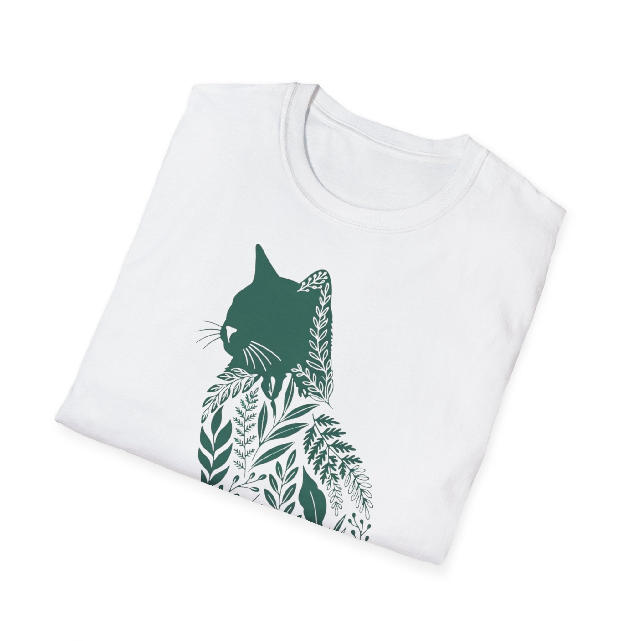 Floral Cat Silhouette T-Shirt