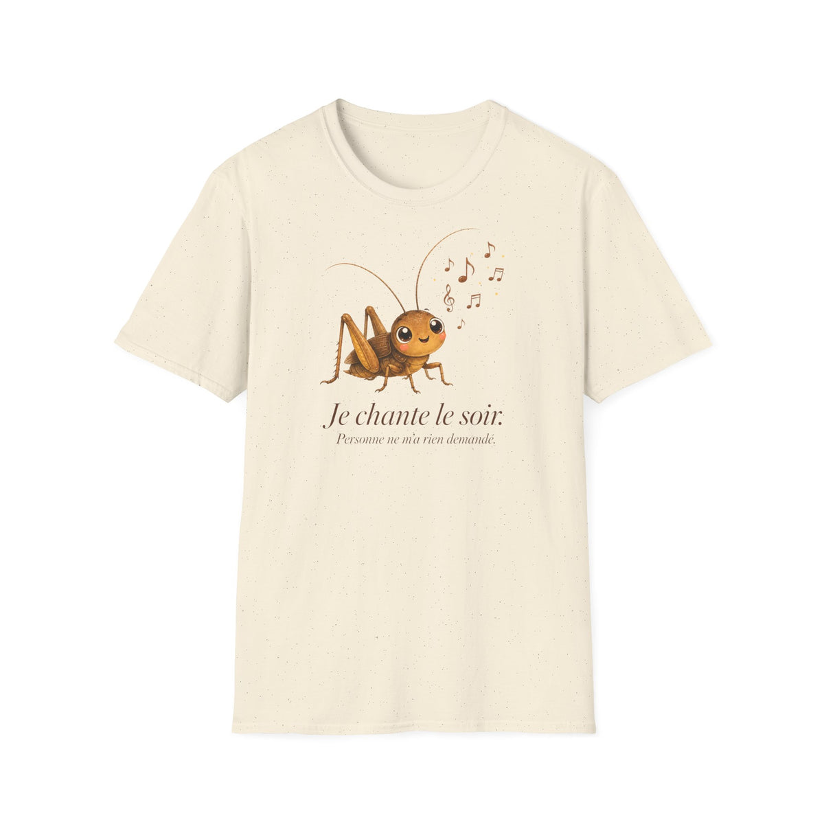 T-shirt illustré avec grillon — « Je chante le soir » — Adorable grillon chanteur
