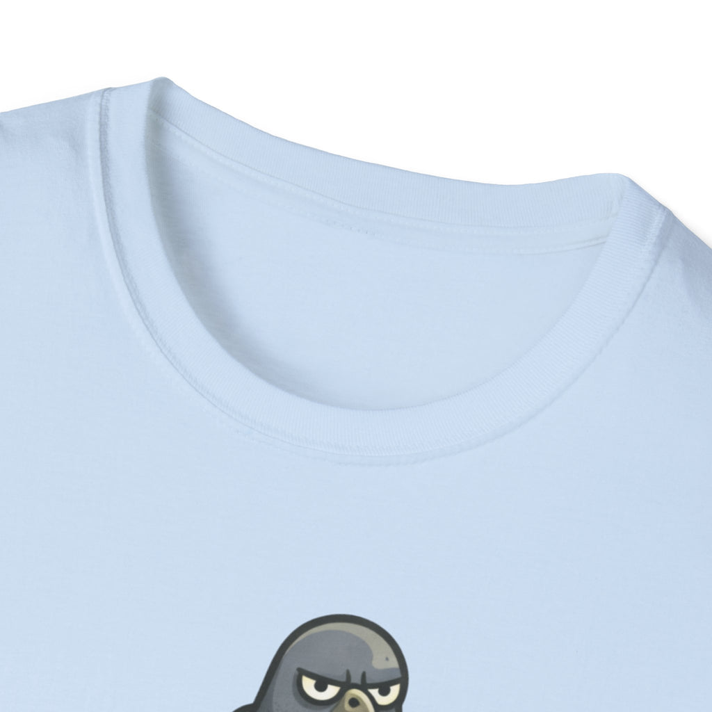 T-Shirt — "Menace biologique locale" Pigeon with Scarf and Croissant Cute Graphic