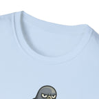 T-Shirt — "Menace biologique locale" Pigeon with Scarf and Croissant Cute Graphic