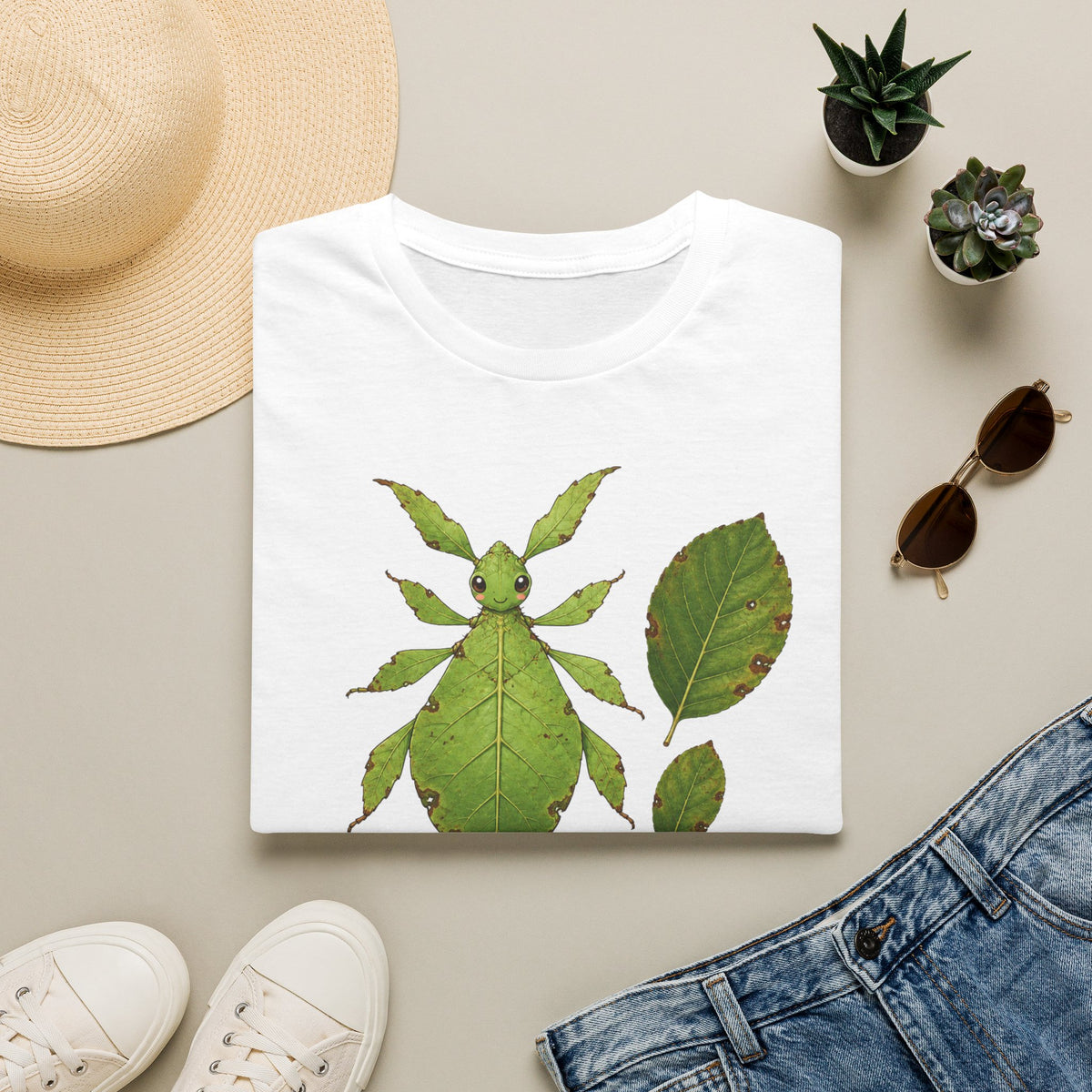 T-shirt Insecte-feuille — Illustration botanique d’un phasme