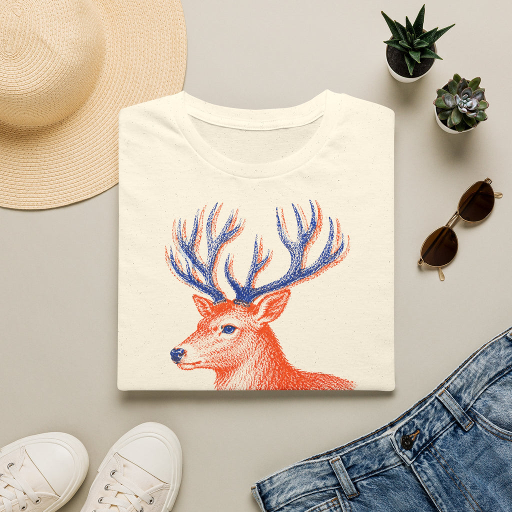 T-shirt illustré avec cerf — « PAS EN VOIE. » — T-shirt graphique vintage avec cerf