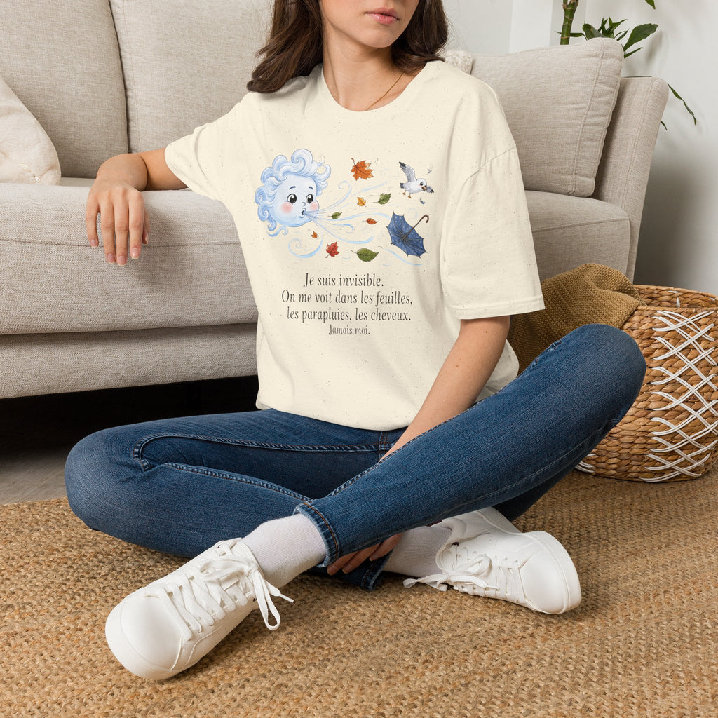 T-shirt — « Je suis invisible » — Illustration fantaisiste du vent