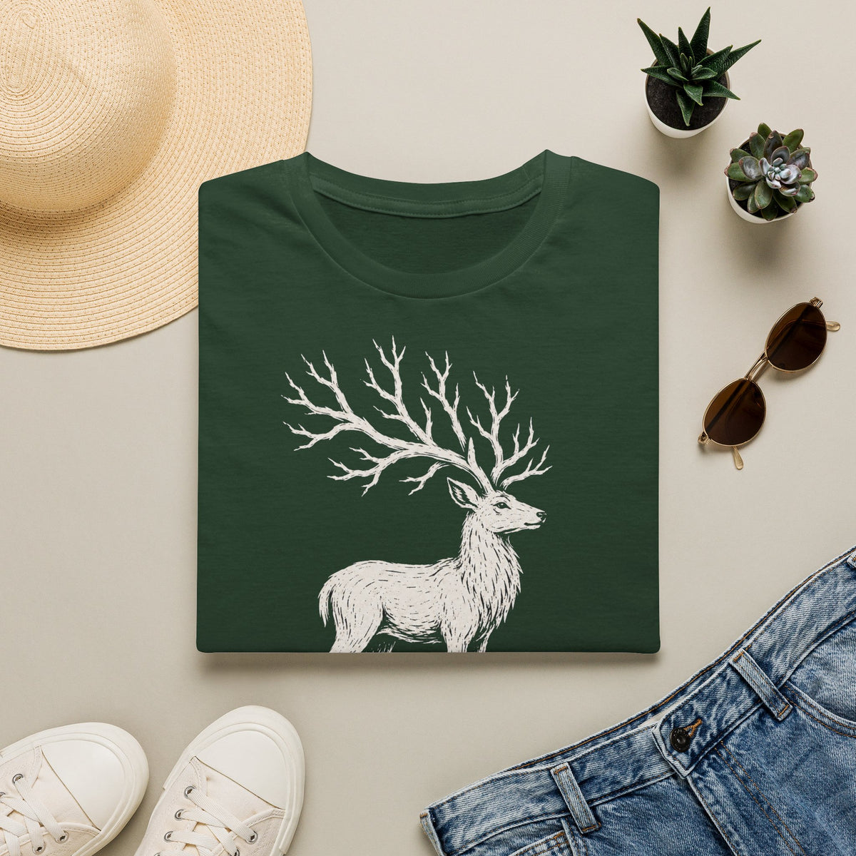 T-shirt illustré avec cerf — « DIGNE. » — T-shirt graphique inspiré de la nature