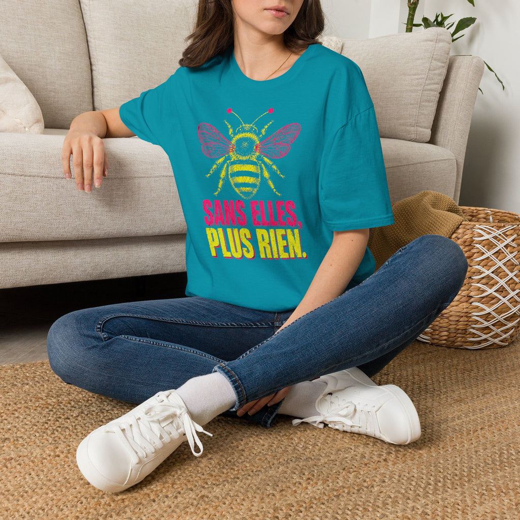 T-shirt graphique Abeille — « Sans elles, plus rien. » — T-shirt féministe en hommage aux pollinisatrices