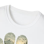 Wild Paw Landscape T-Shirt — Mountain Forest Paw Print Nature Tee