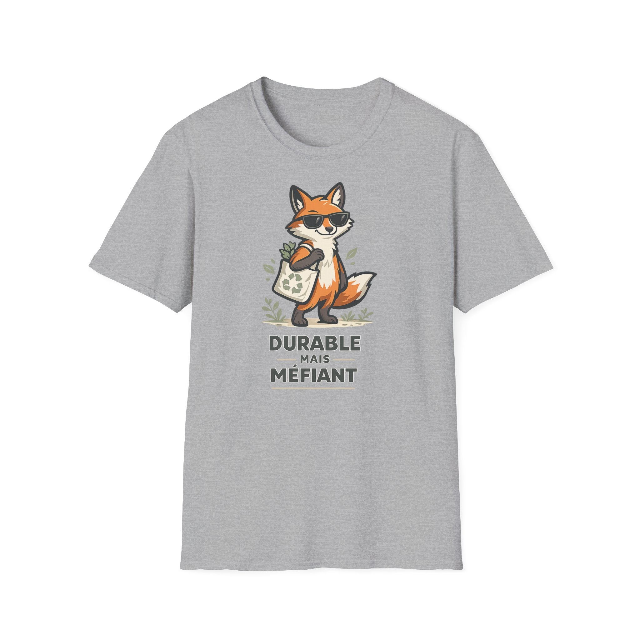 Fox Illustration T-Shirt — "Durable Mais Méfiant" Cute Fox Graphic Tee