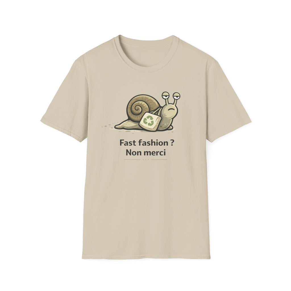 Eco Snail T-Shirt — "Fast fashion? Non merci" Sustainable Fashion Tee