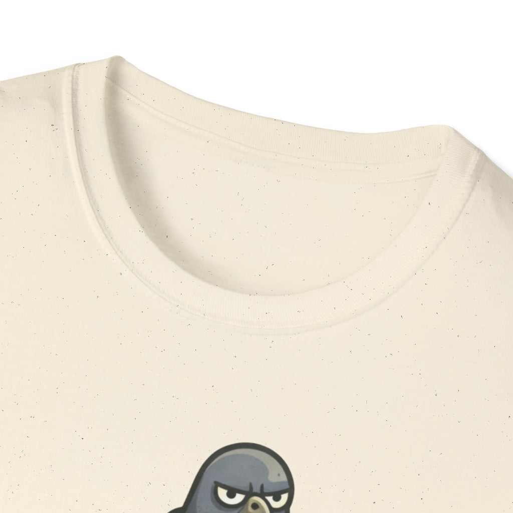 T-Shirt — "Menace biologique locale" Pigeon with Scarf and Croissant Cute Graphic