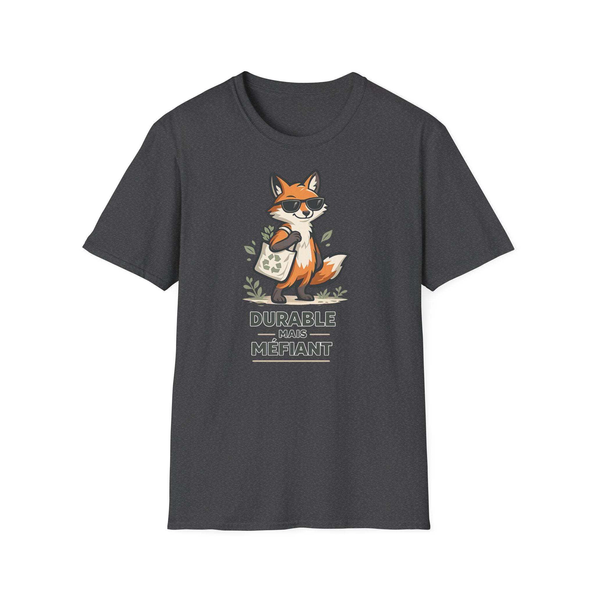 Fox Illustration T-Shirt — "Durable Mais Méfiant" Cute Fox Graphic Tee