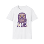 T-shirt graphique avec hibou — Hibou violet avec inscription « Je sais. »