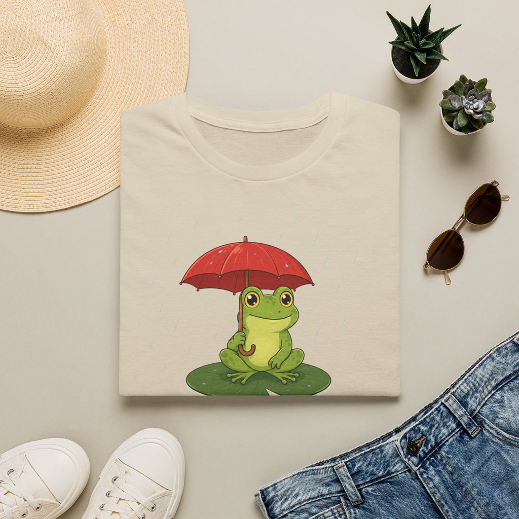 T-shirt Grenouille au parapluie rouge — Adorable illustration « Prévoyante »