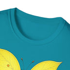 T-shirt papillon jaune avec poème