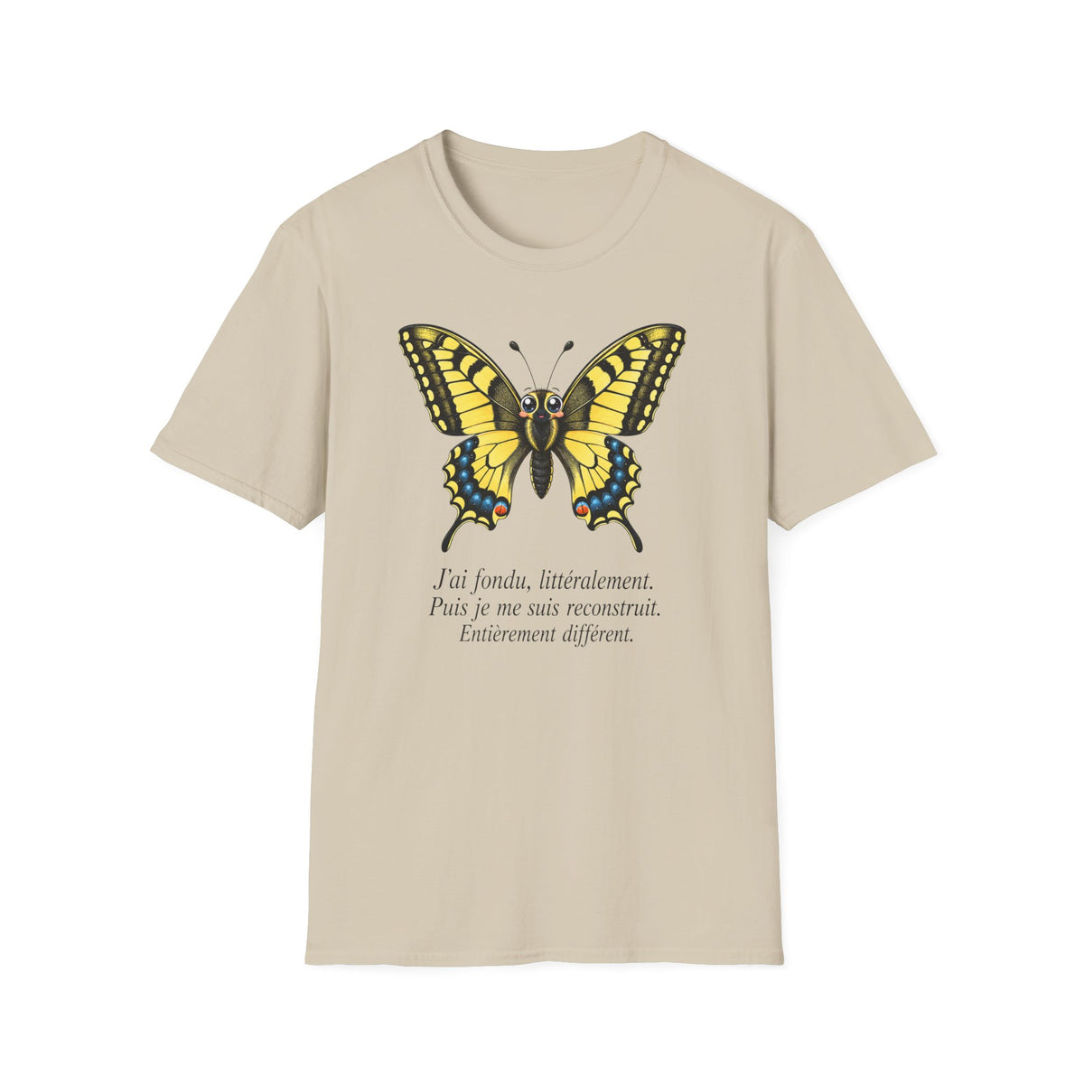 T-shirt graphique papillon — Machaon jaune vintage