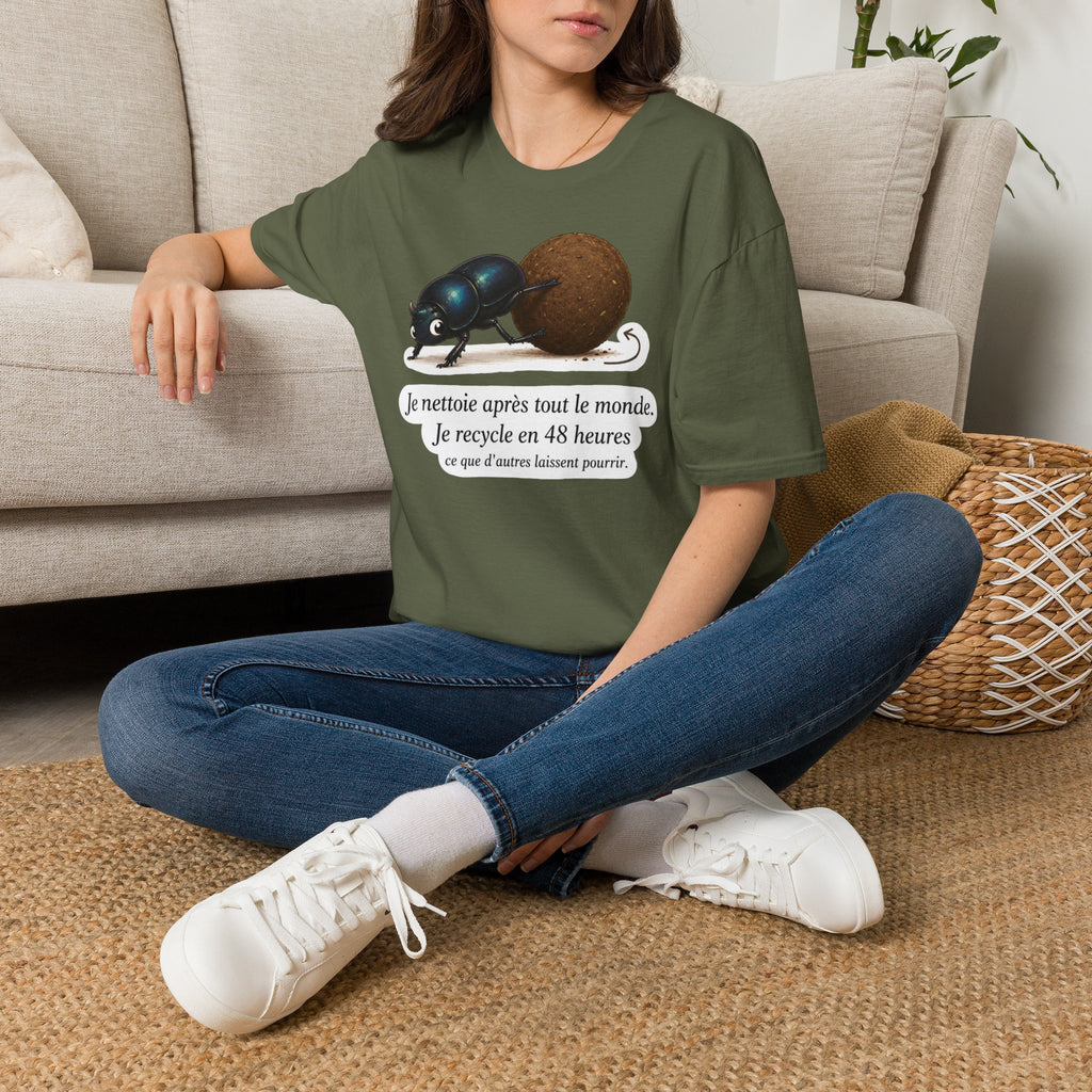 T-shirt — Scarabée bousier « Je recycle en 48 heures »
