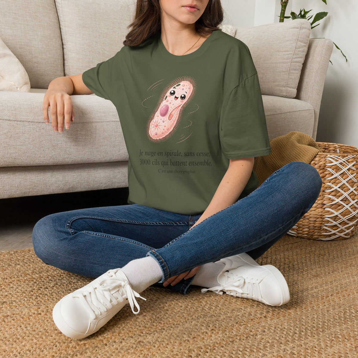 T-shirt avec adorable illustration de paramécie — T-shirt kawaii sur le thème de la biologie