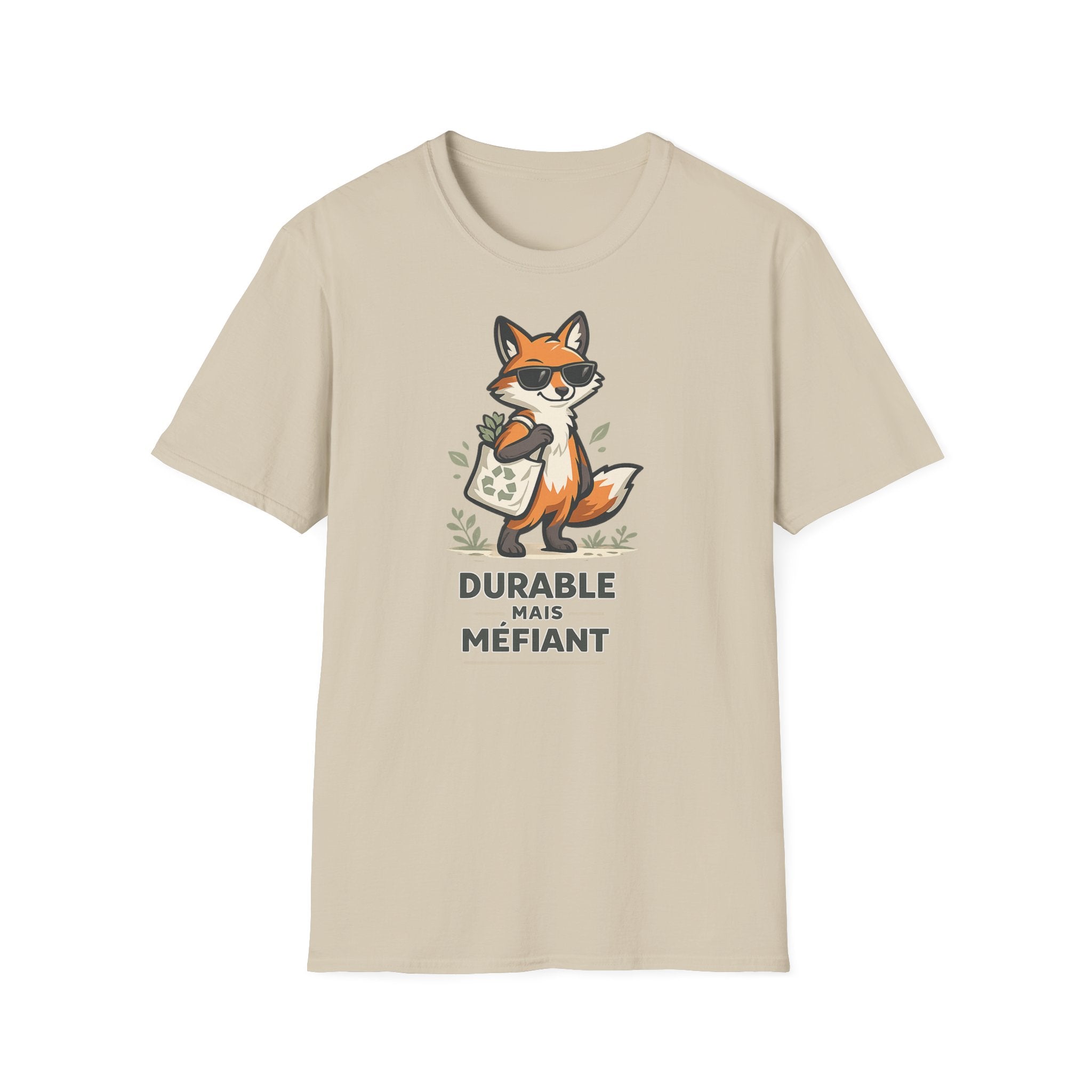 Fox Illustration T-Shirt — "Durable Mais Méfiant" Cute Fox Graphic Tee