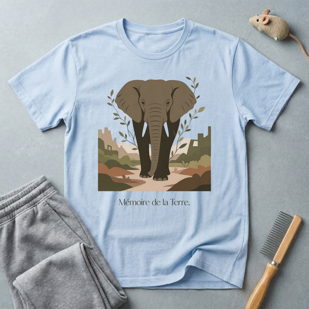 T-shirt graphique éléphant « Mémoire de la Terre » — Esprit safari