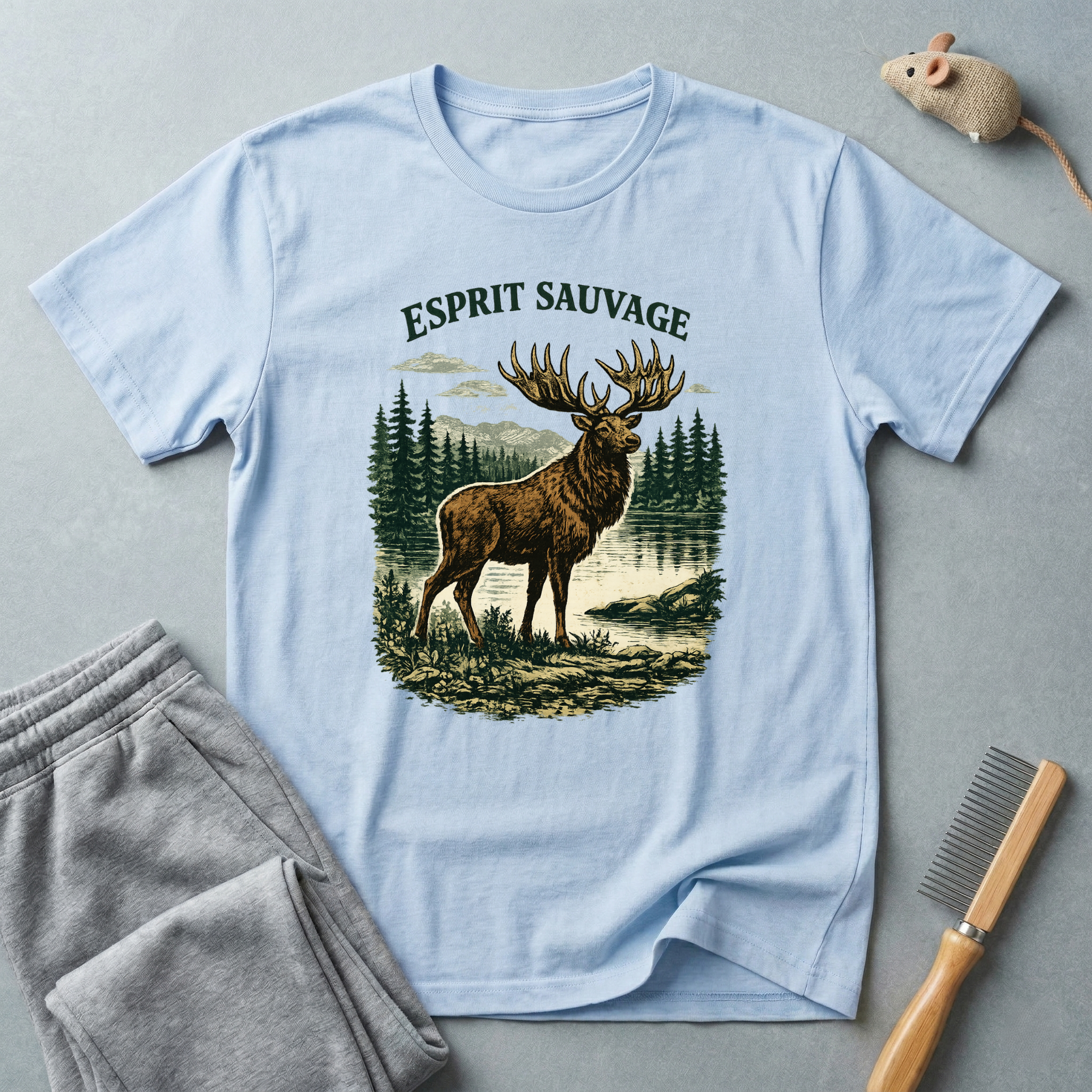 T-shirt Élan « Esprit Sauvage » — T-shirt graphique élan style nature vintage 🦌🌲