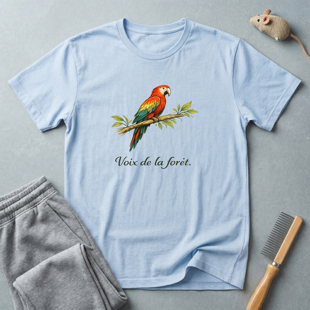 T-shirt illustration perroquet — «Voix de la forêt»