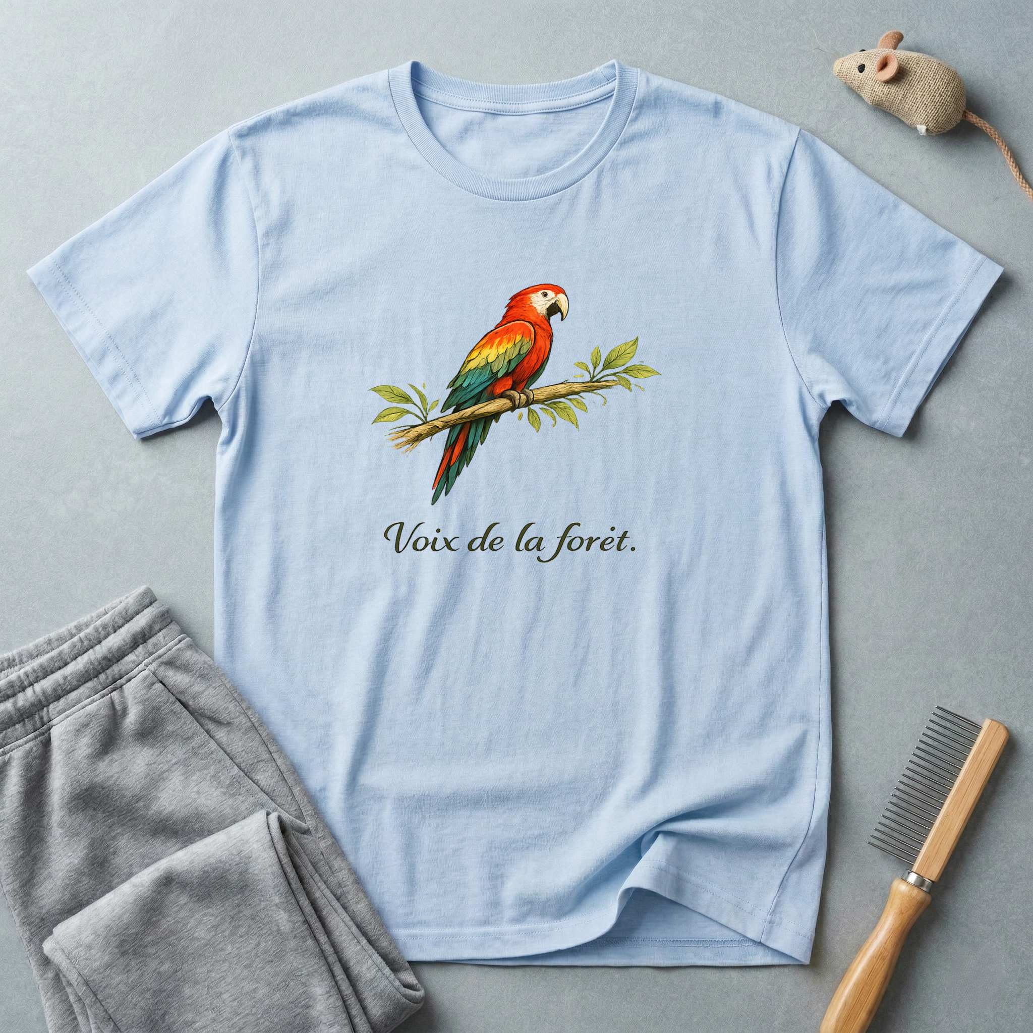 T-shirt illustration perroquet — «Voix de la forêt»