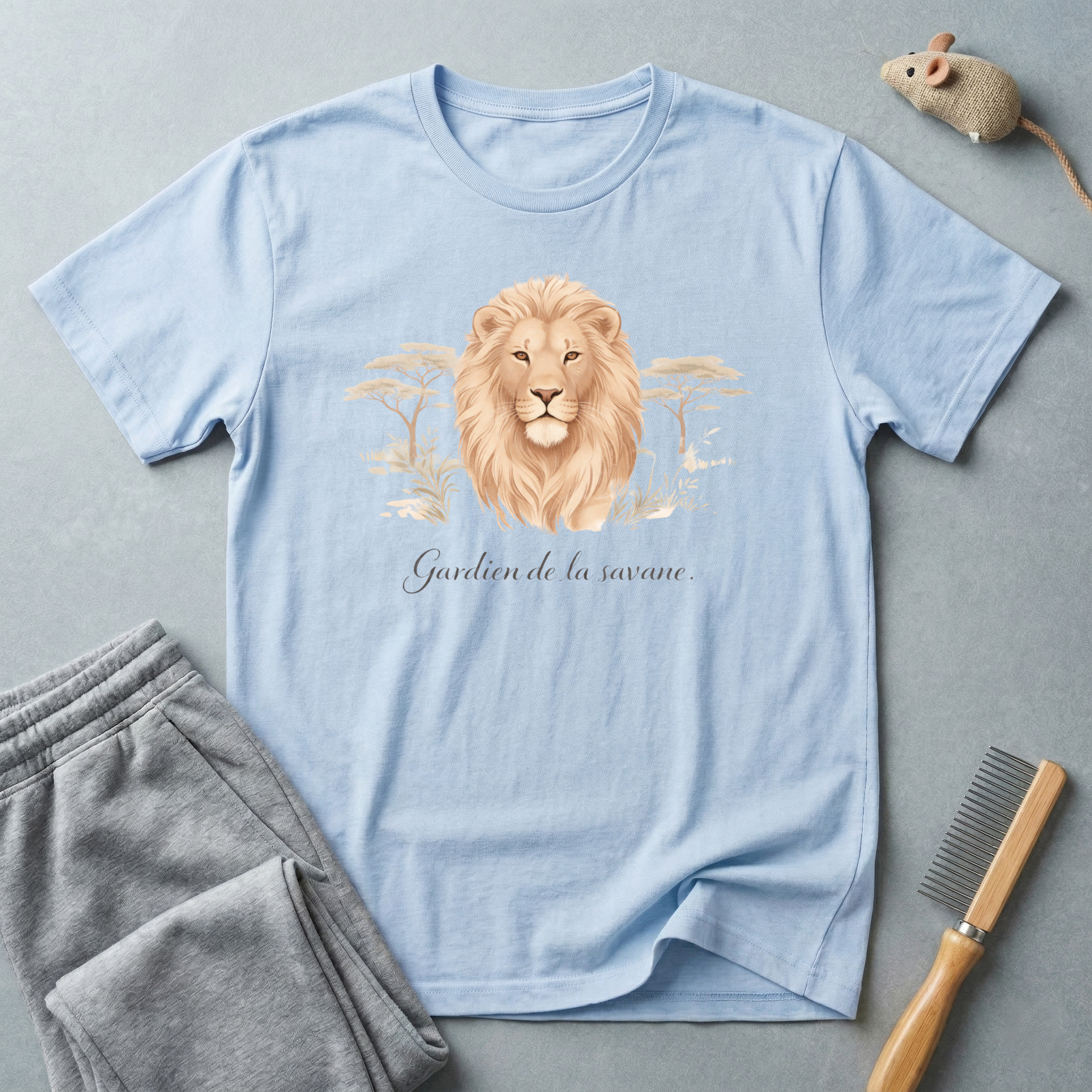 T-shirt illustration Lion — T-shirt faune délicat «Gardien de la Savane».