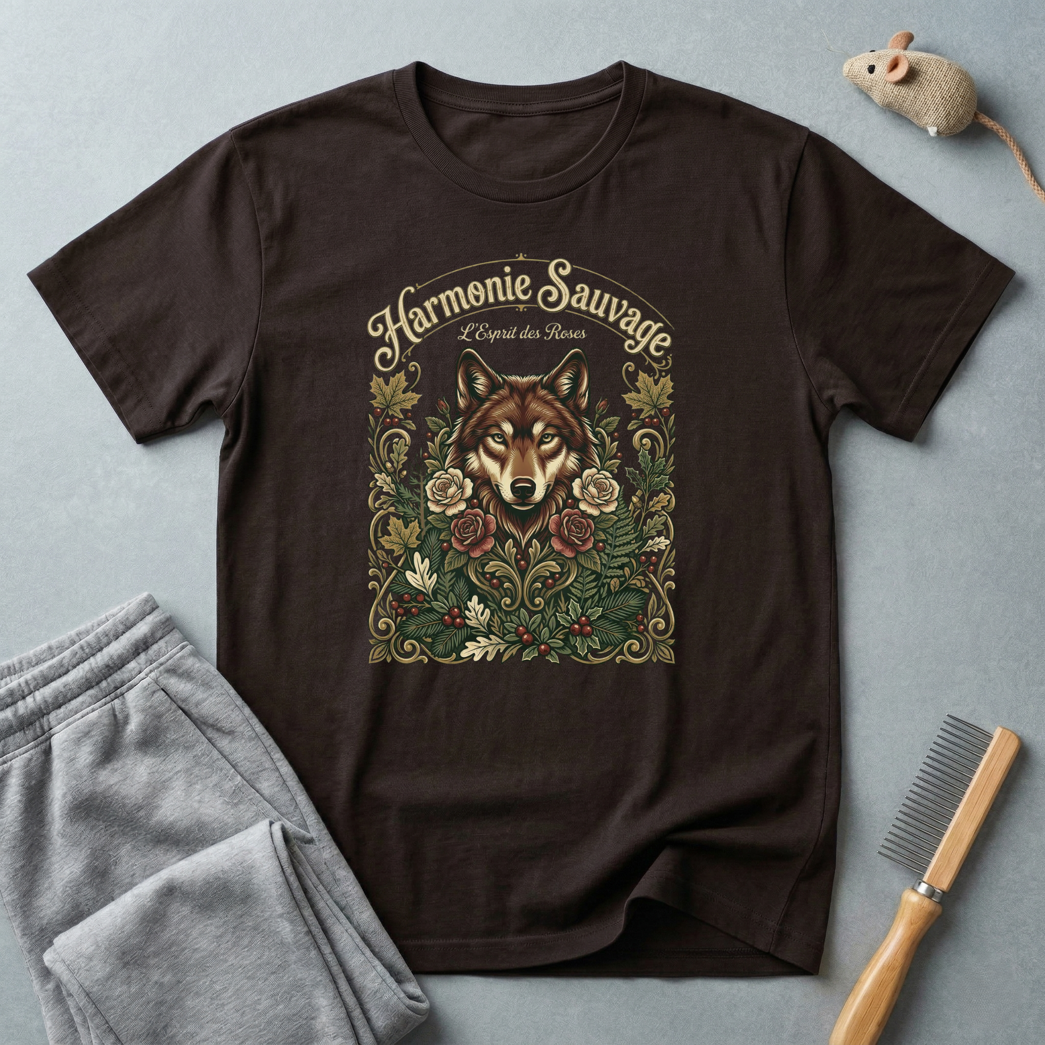 T-shirt Loup Floral — «Sauvagement Féroce» T-shirt graphique nature vintage 🐺🌿