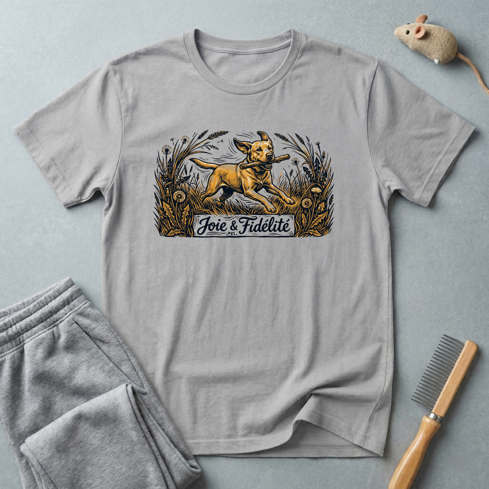 T-shirt de sauvetage canin — T-shirt illustration chien vintage «Joie & Fidélité»