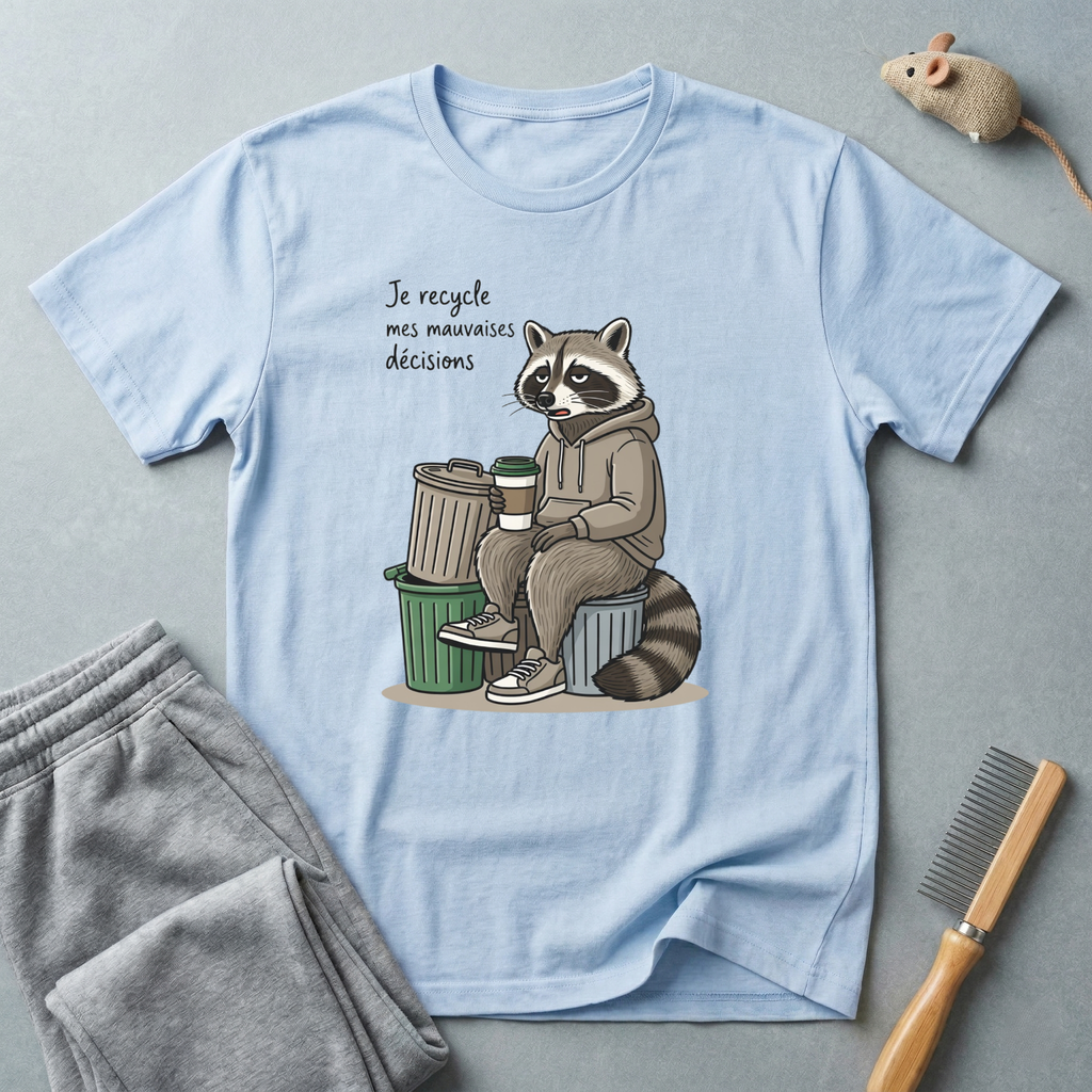 "Je recycle mes mauvaises décisions" T-shirt éco humoristique mignon