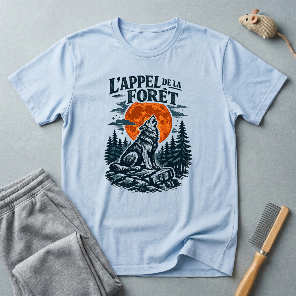 T-shirt — L’Appel de la Forêt: motif loup (loup hurlant, lune et forêt) 🐺🌙🌲