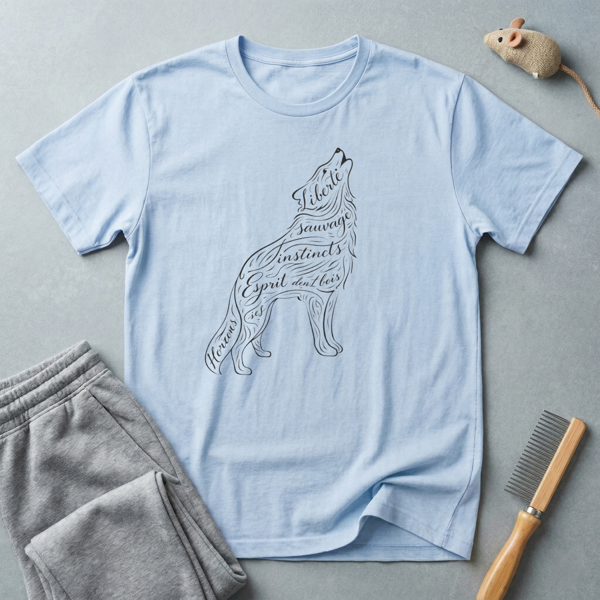 T-shirt Loup calligraphie
