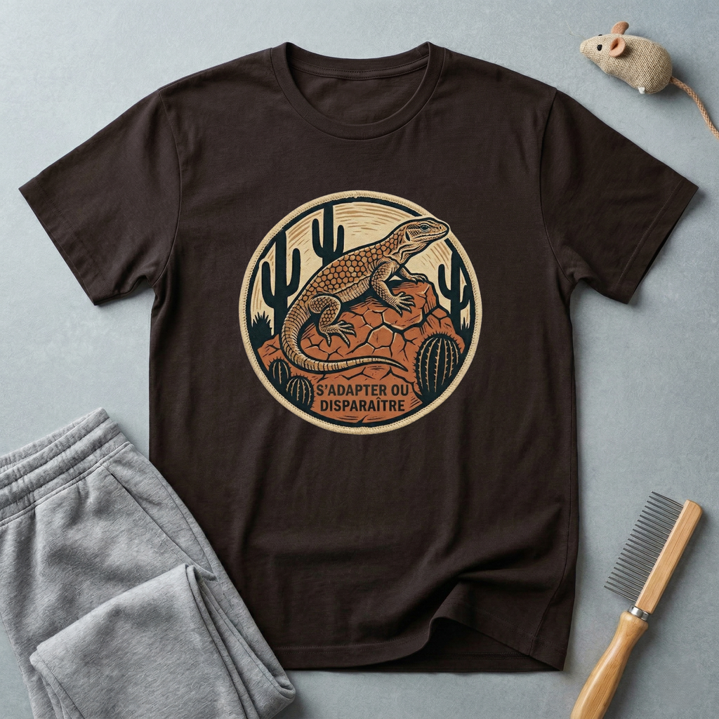 T-shirt Lézard du désert — T-shirt reptile vintage «S’adapter ou disparaître»